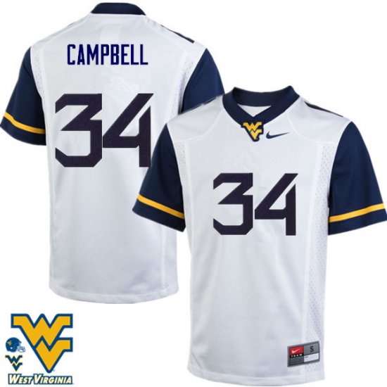 Men's West Virginia Mountaineers NCAA #34 Shea Campbell White Authentic Nike Stitched College Football Jersey CD15G01UY